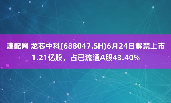 赚配网 龙芯中科(688047.SH)6月24日解禁上市1.21亿股，占已流通A股43.40%