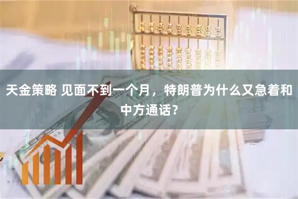 天金策略 见面不到一个月，特朗普为什么又急着和中方通话？